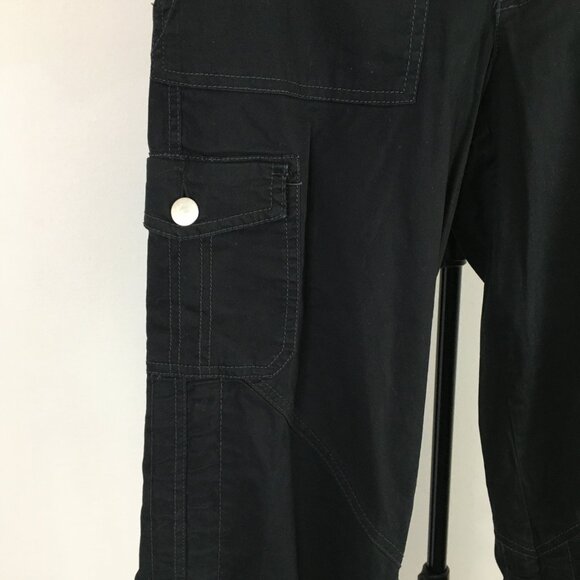 I AM GIA Black Ruching Adj Drawstring Hem Cargo Pockets Pant Jeans - Picture 7 of 12
